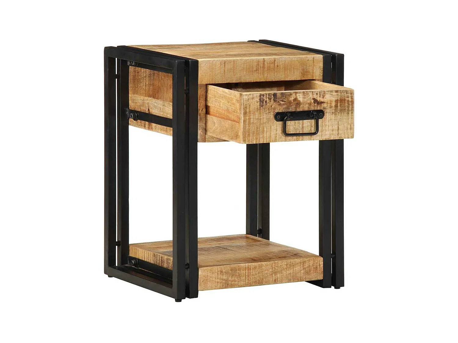 Tables de chevet 2 pièces 40x35x50 cm bois de manguier massif brut