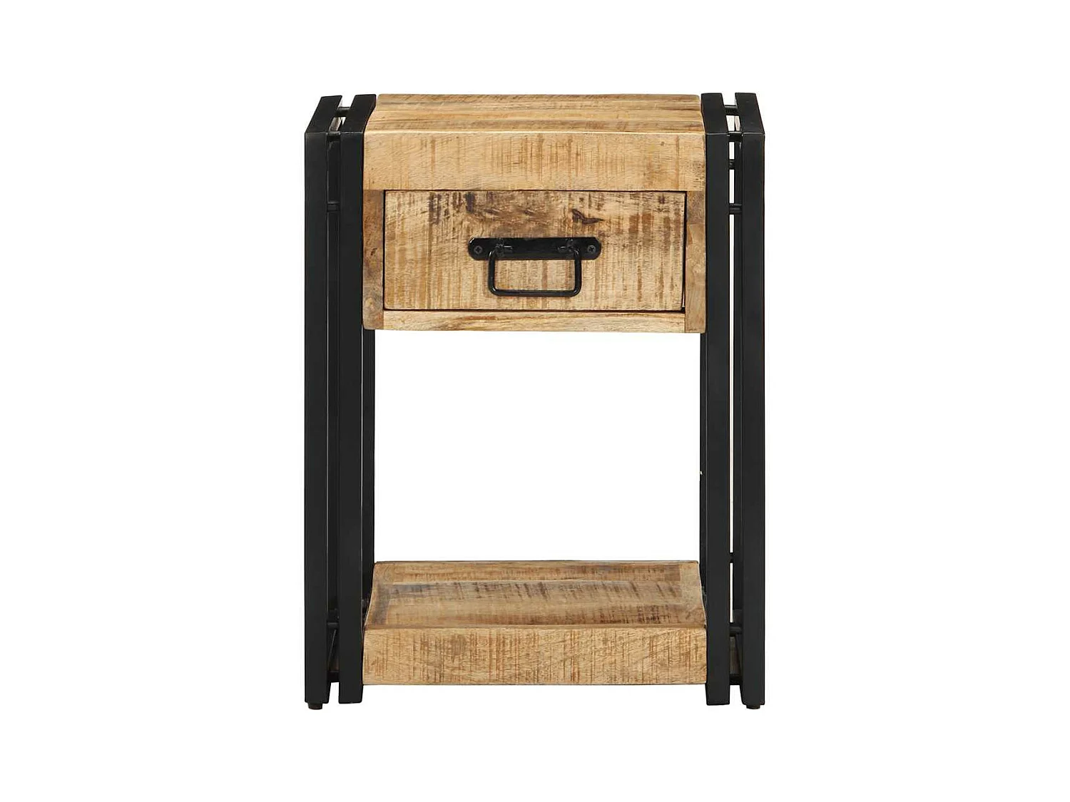 Tables de chevet 2 pièces 40x35x50 cm bois de manguier massif brut