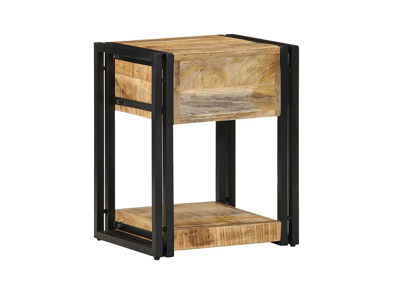 Tables de chevet 2 pièces 40x35x50 cm bois de manguier massif brut