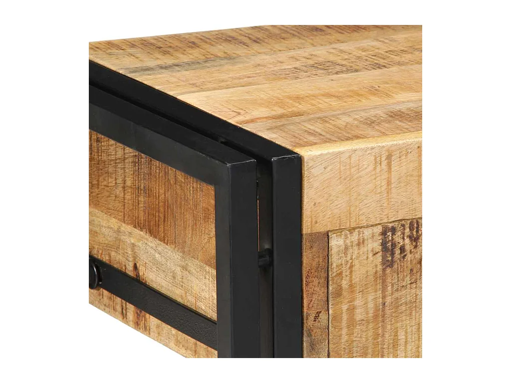 Tables de chevet 2 pièces 40x35x50 cm bois de manguier massif brut