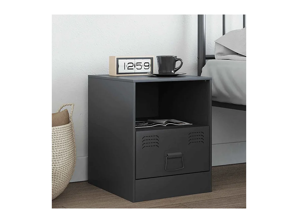 Table de chevet anthracite 34,5x39x44 cm acier