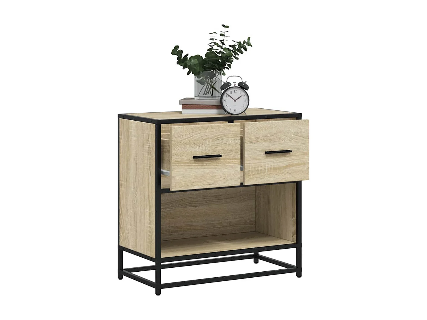 Table de chevet chêne sonoma 60x31x60 cm bois ingénierie métal