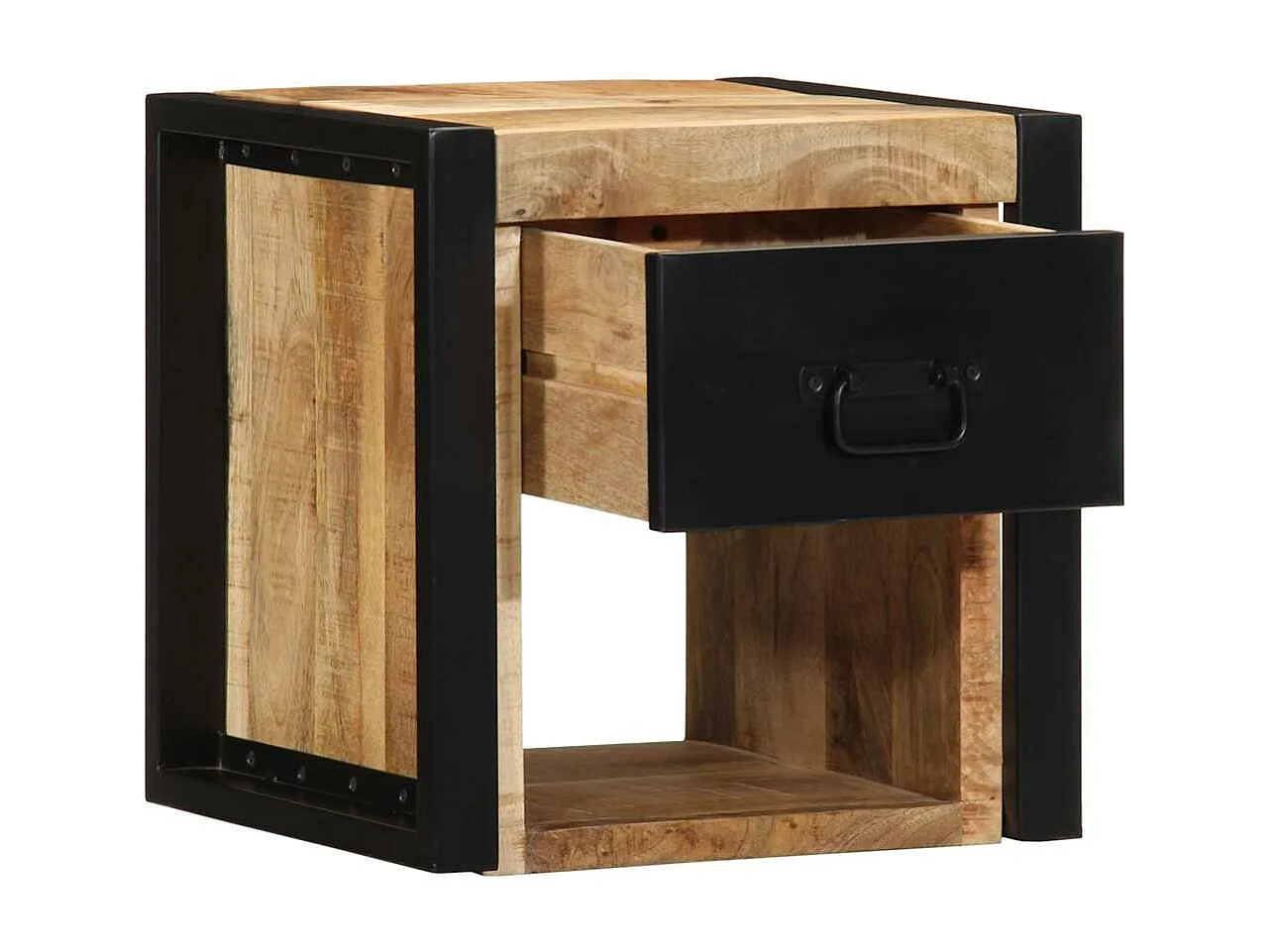 Tables de chevet 2 pièces 40x35x40 cm bois de manguier massif brut