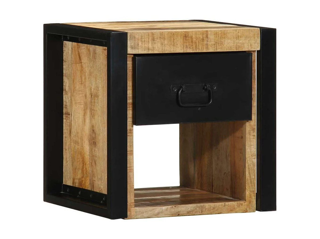 Tables de chevet 2 pièces 40x35x40 cm bois de manguier massif brut