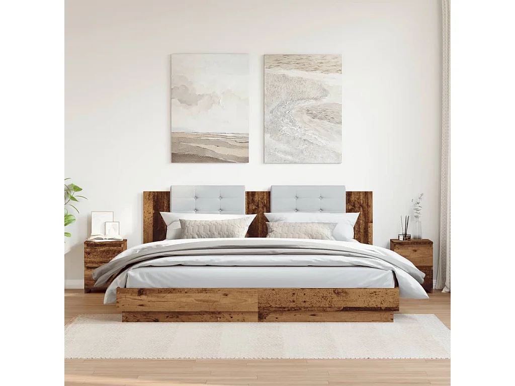 Nachtkastjes 2 st 30x30x40 cm bewerkt hout oud houtkleurig