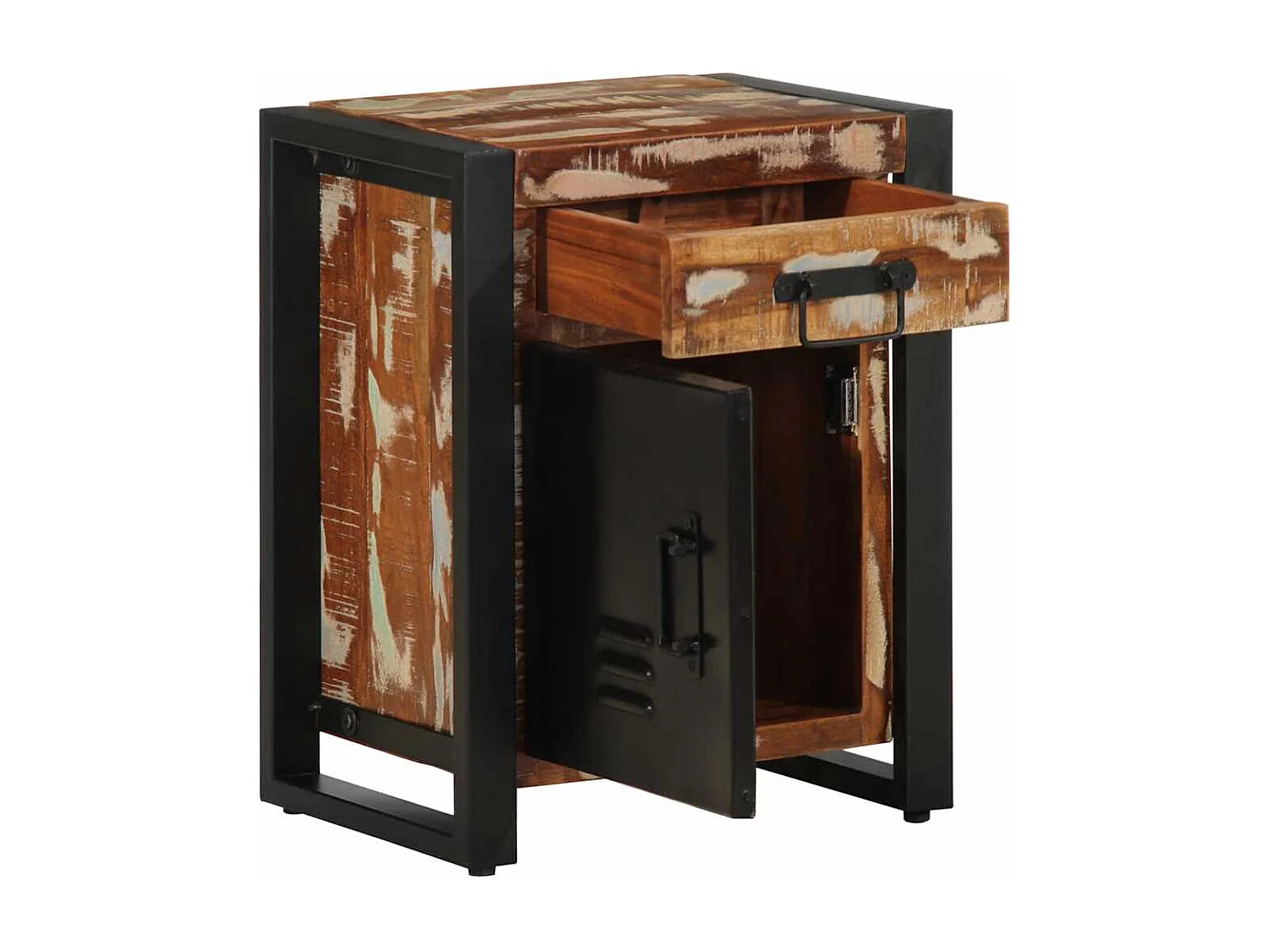 Table de chevet multicolore 40x30x50 cm bois de récupération