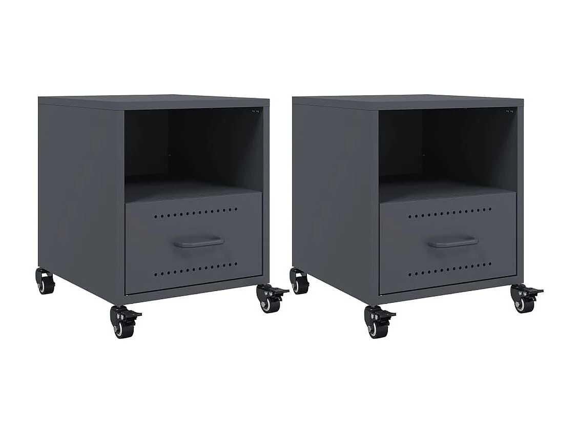 Tables de chevet 2 pièces anthracite 36x39x43,5 cm acier