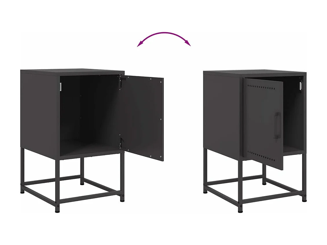 Tables de chevet 2 pièces noir 36x39x60,5 cm acier