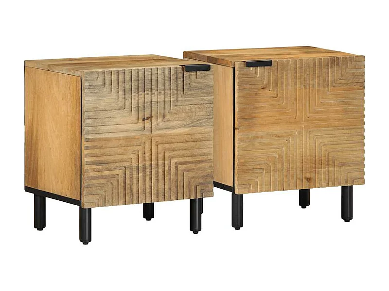 Tables de chevet 2 pièces 40x33x46 cm bois de manguier solide