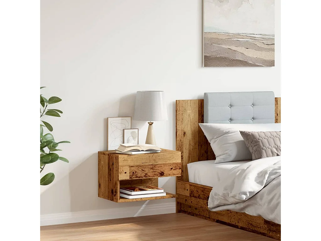 Table de chevet murale vieux bois
