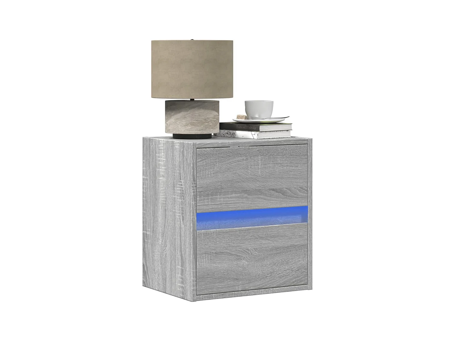 Table de chevet murale avec lumières LED sonoma gris