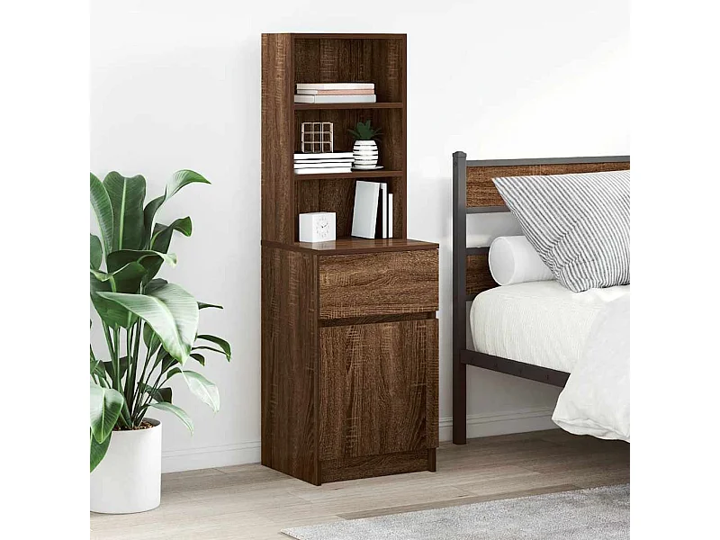 Mesa cabeceira 39x35x125cm derivados madeira carvalho castanho