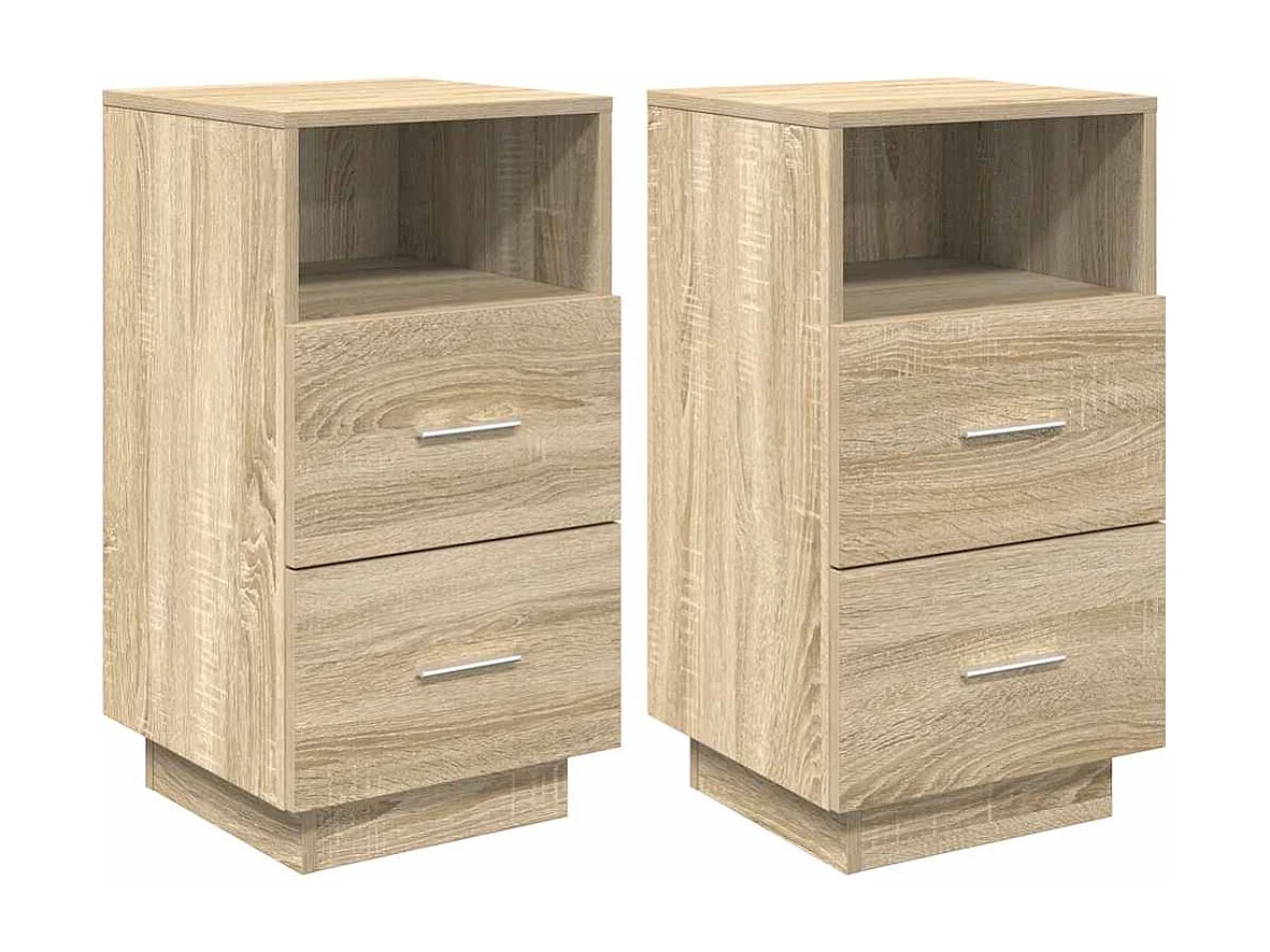 Mesitas de noche 2 unidades con 2 cajones roble sonoma 36x36x68 cm