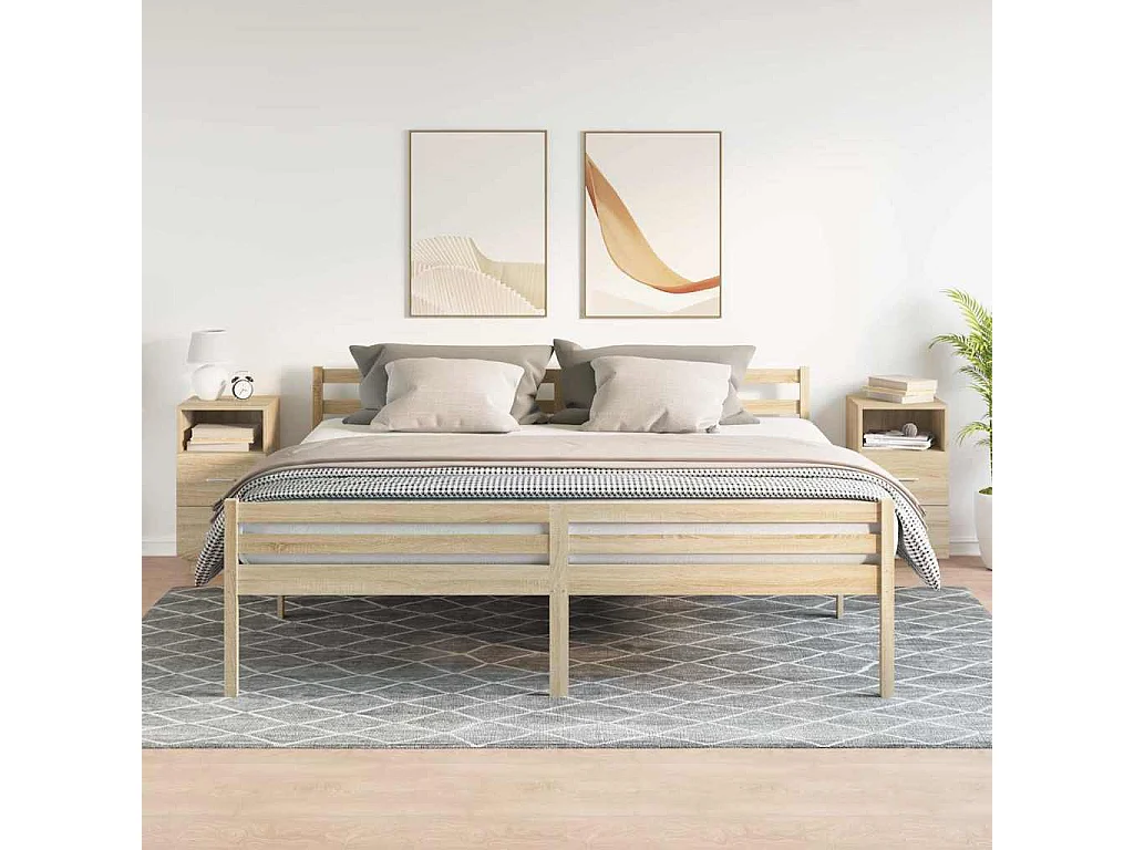 Mesitas de noche 2 unidades con 2 cajones roble sonoma 36x36x68 cm