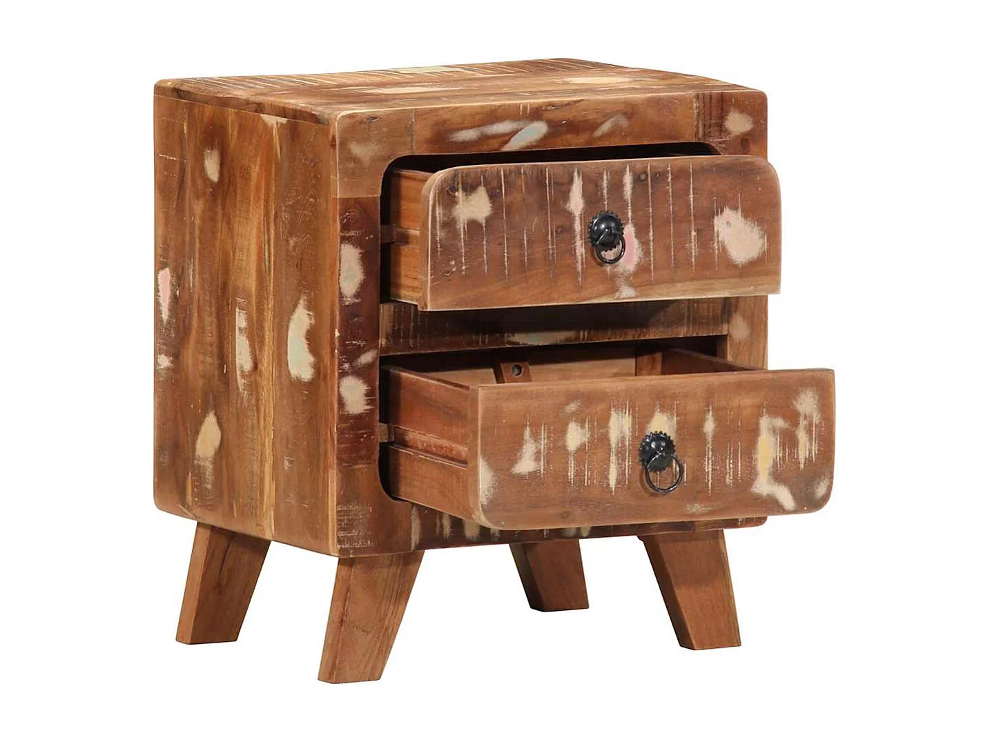 Table de chevet 2 pièces 40x32x46 cm bois massif de récupération