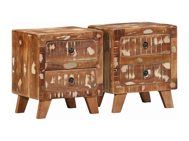 Mesilla de noche 2 unidades 40x32x46 cm madera maciza reciclada