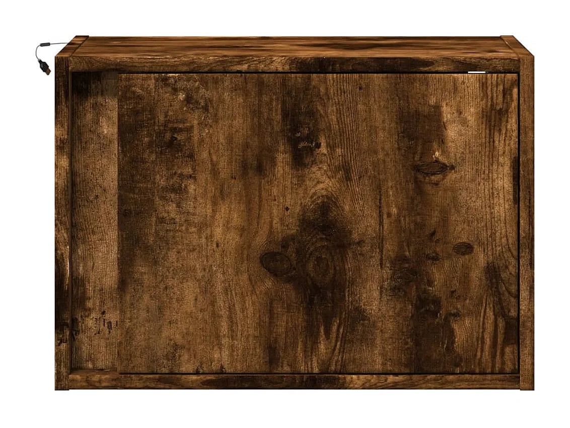 Table de chevet murale avec lumières LED chêne fumé