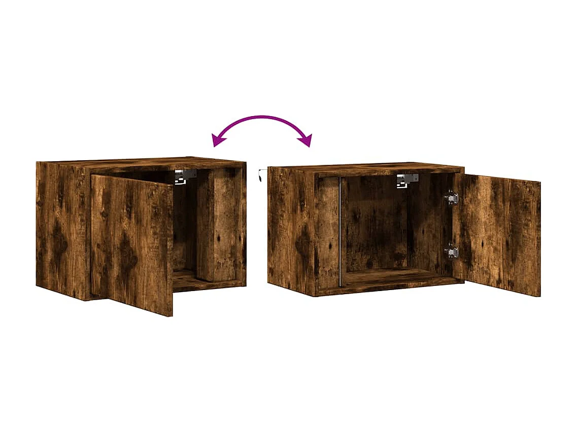 Table de chevet murale avec lumières LED chêne fumé