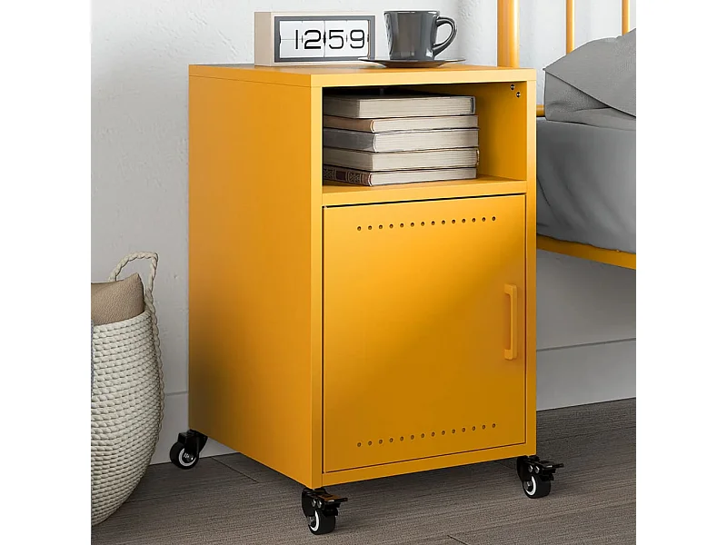 Mesa de cabeceira 36x39x59 cm aço amarelo mostarda