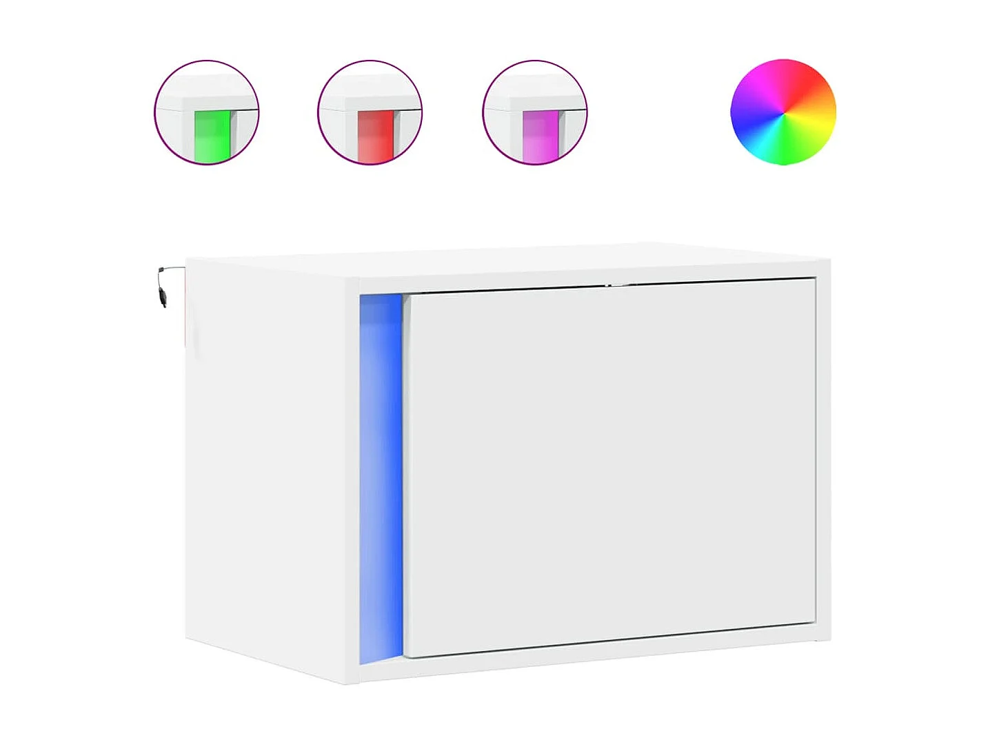 Mesas de cabeceira de parede com luzes LED 2 peças branco