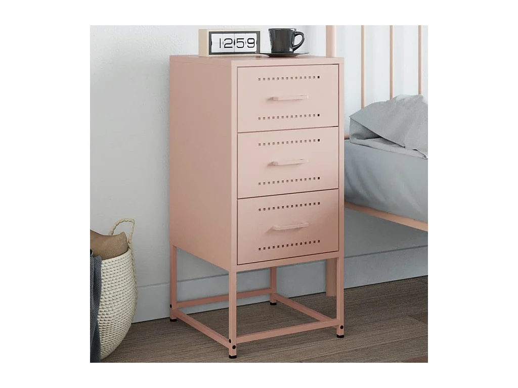 Table de chevet rose 36x39x78 cm acier