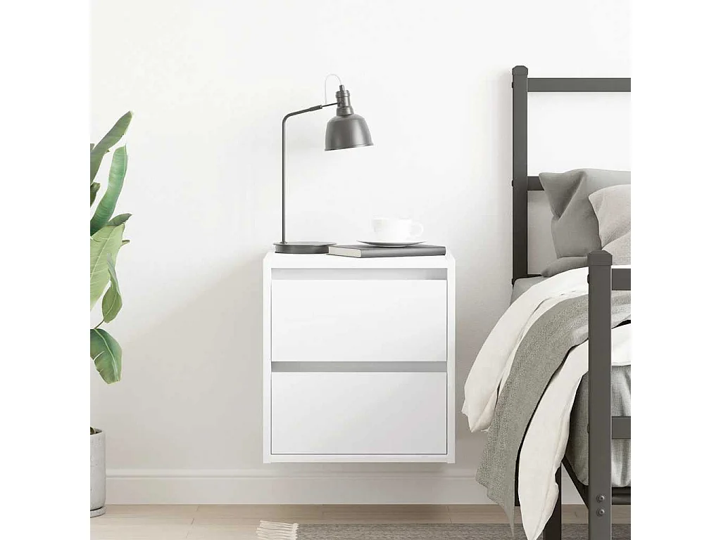 Table de chevet murale blanc 38x34x40 cm