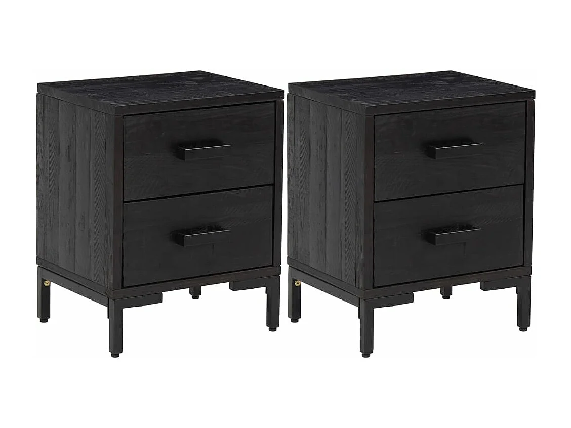Tables de chevet 2 pièces Noir 36x30x45 cm Bois de pin massif