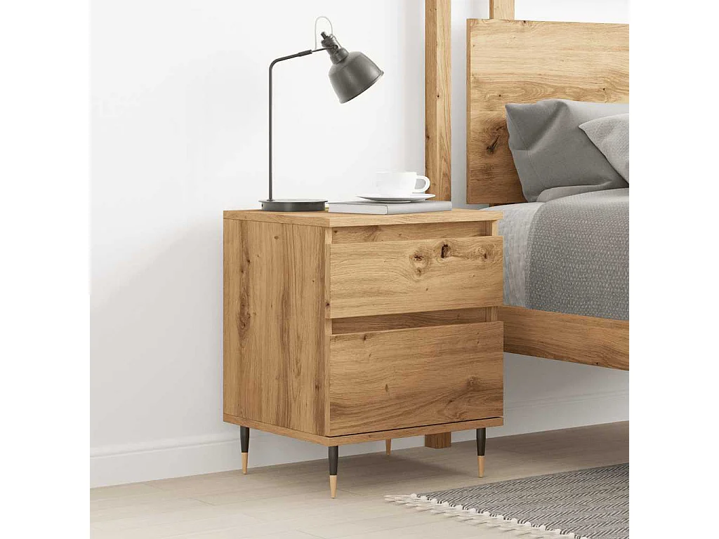 Mesita de noche madera de ingeniería roble artisian 40x35x50 cm