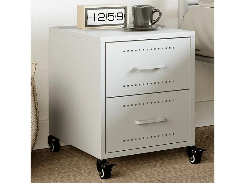 Table de chevet blanc 36x39x43,5 cm acier