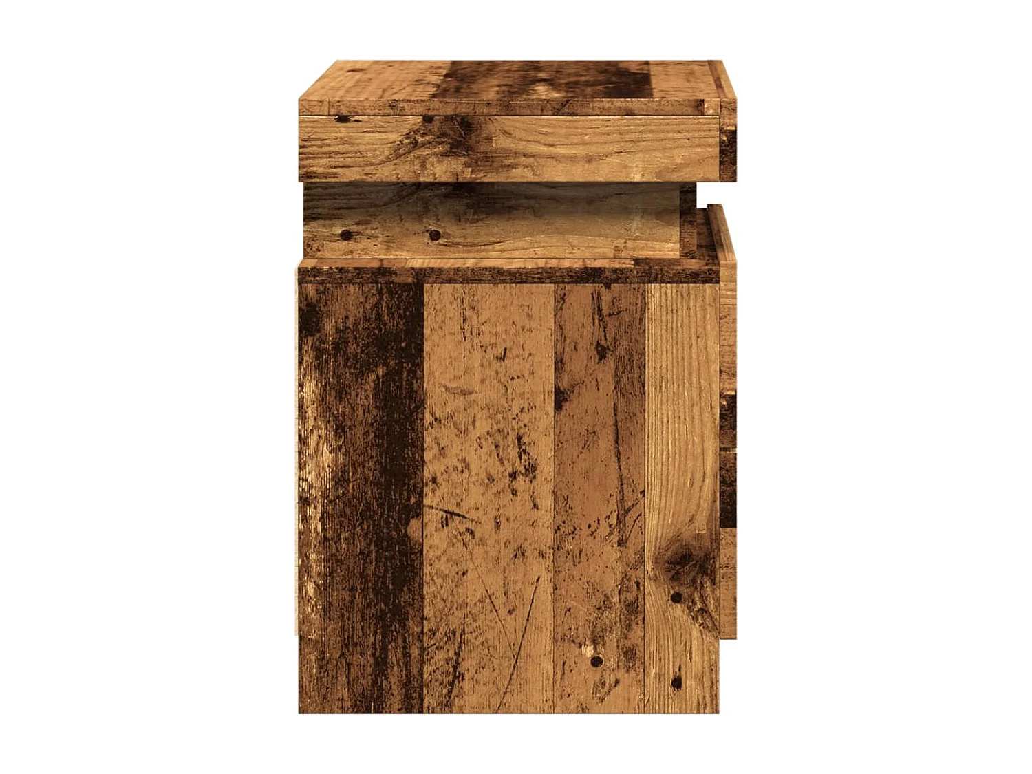 Tables de chevet avec LED 2 pièces vieux bois bois d'ingénierie