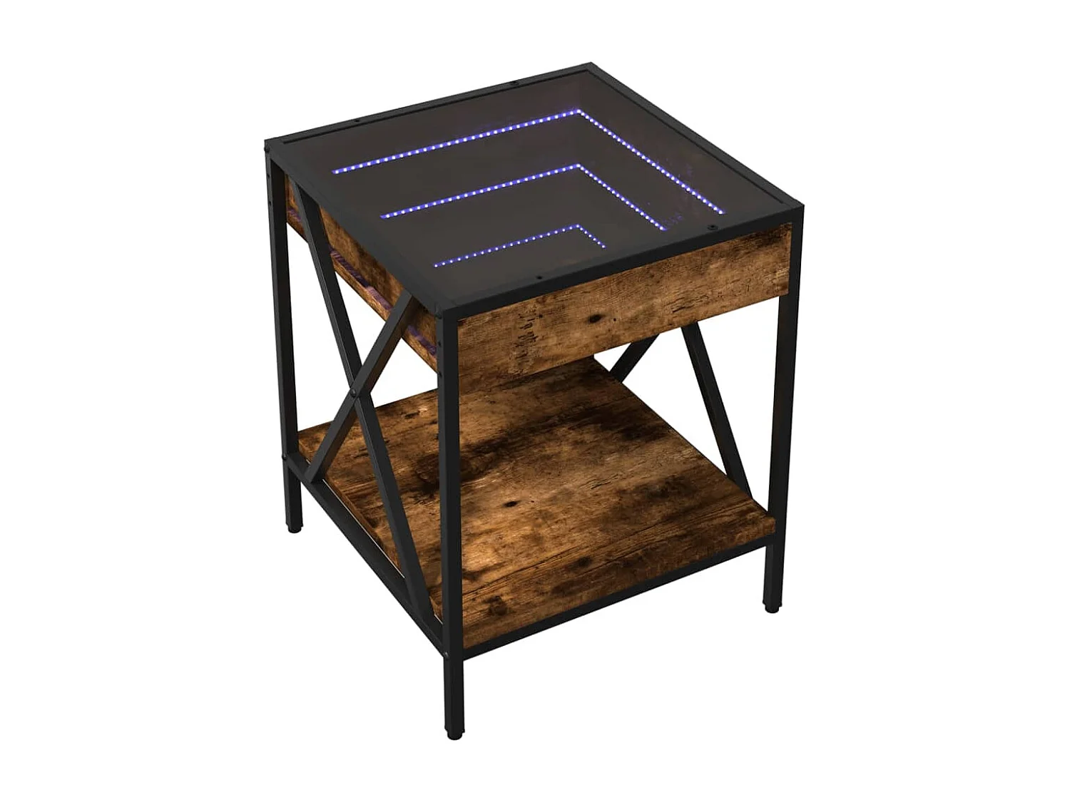 Table de chevet avec LED infini chêne fumé 40x40x49 cm
