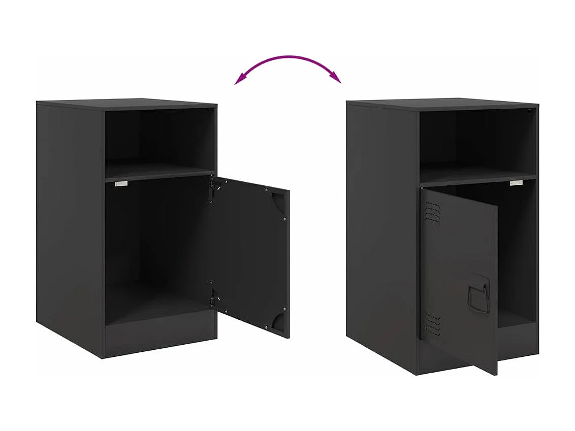 Table de chevet noir 34,5x39x62 cm acier