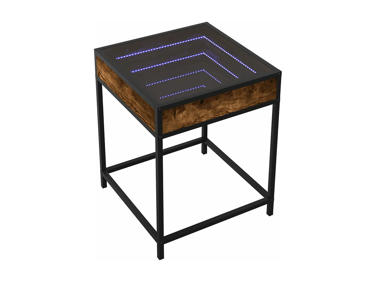 Table de chevet avec LED infini chêne fumé 40x40x51 cm