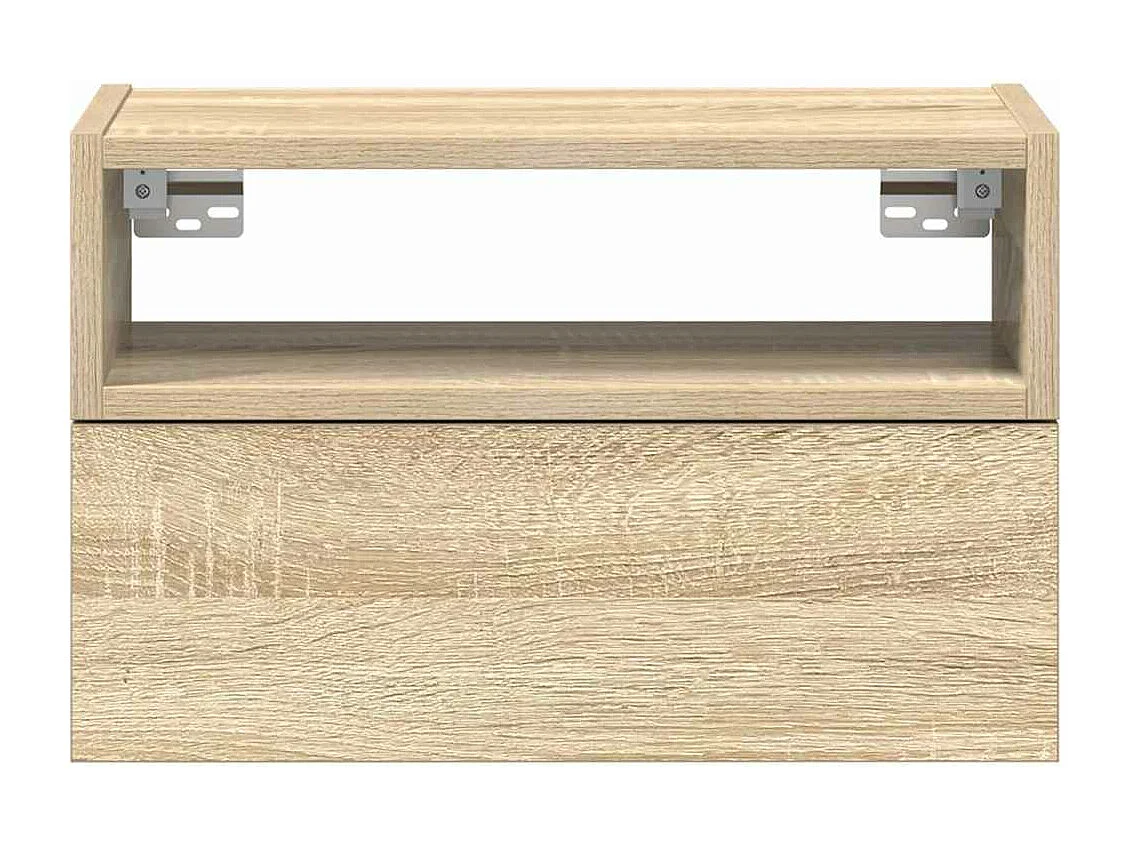 Mesita de noche de pared color roble ahumado 45x26x28,5 cm