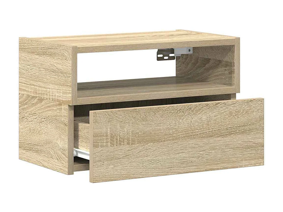 Mesita de noche de pared color roble ahumado 45x26x28,5 cm