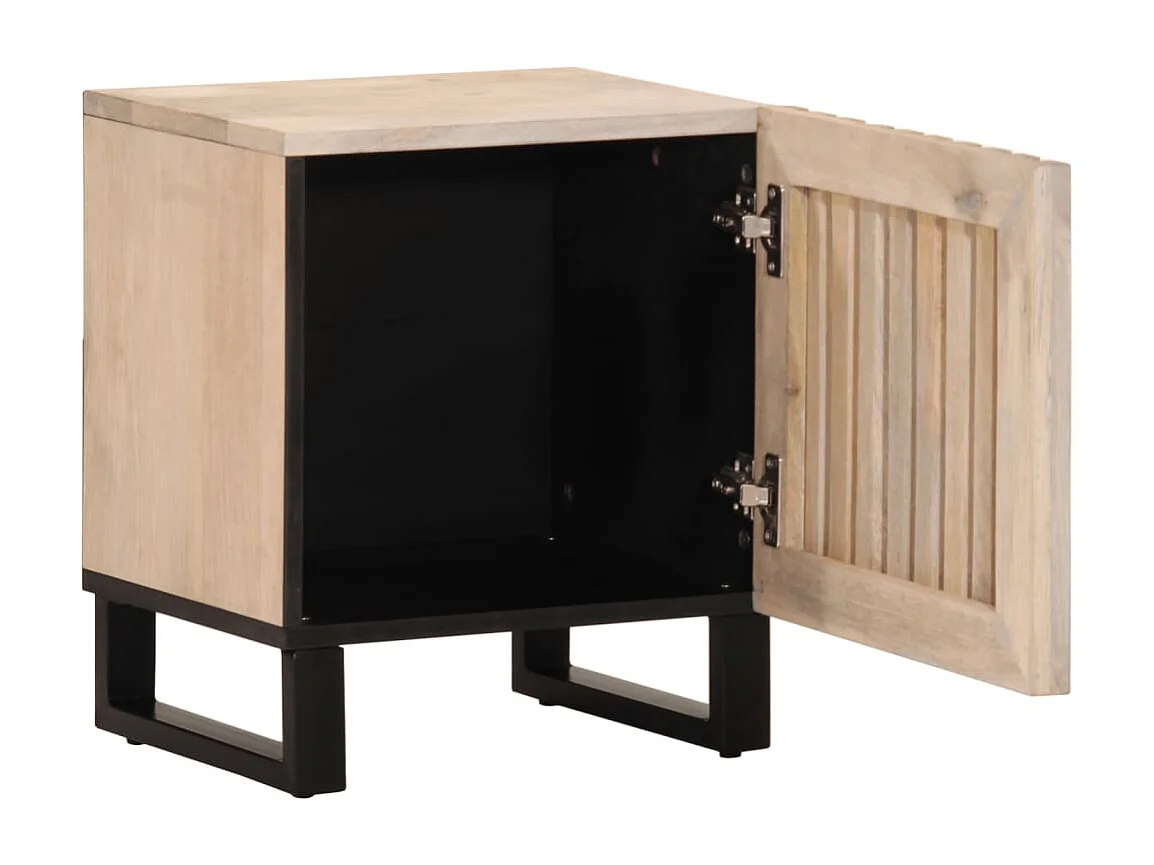 Mesitas de noche madera maciza mango blanqueado 40x33x46 cm