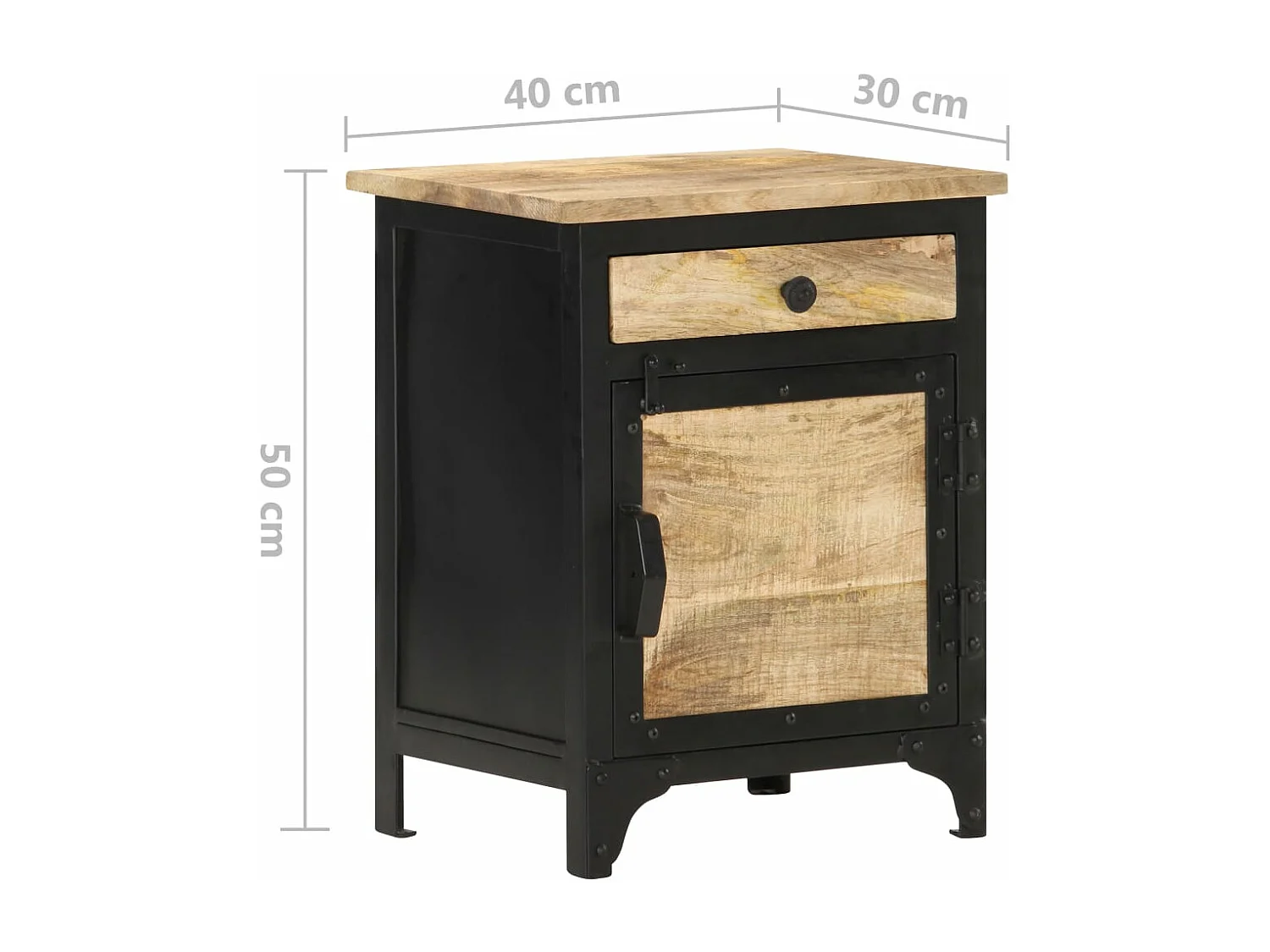 Table de chevet 40x30x50 cm Bois de manguier massif
