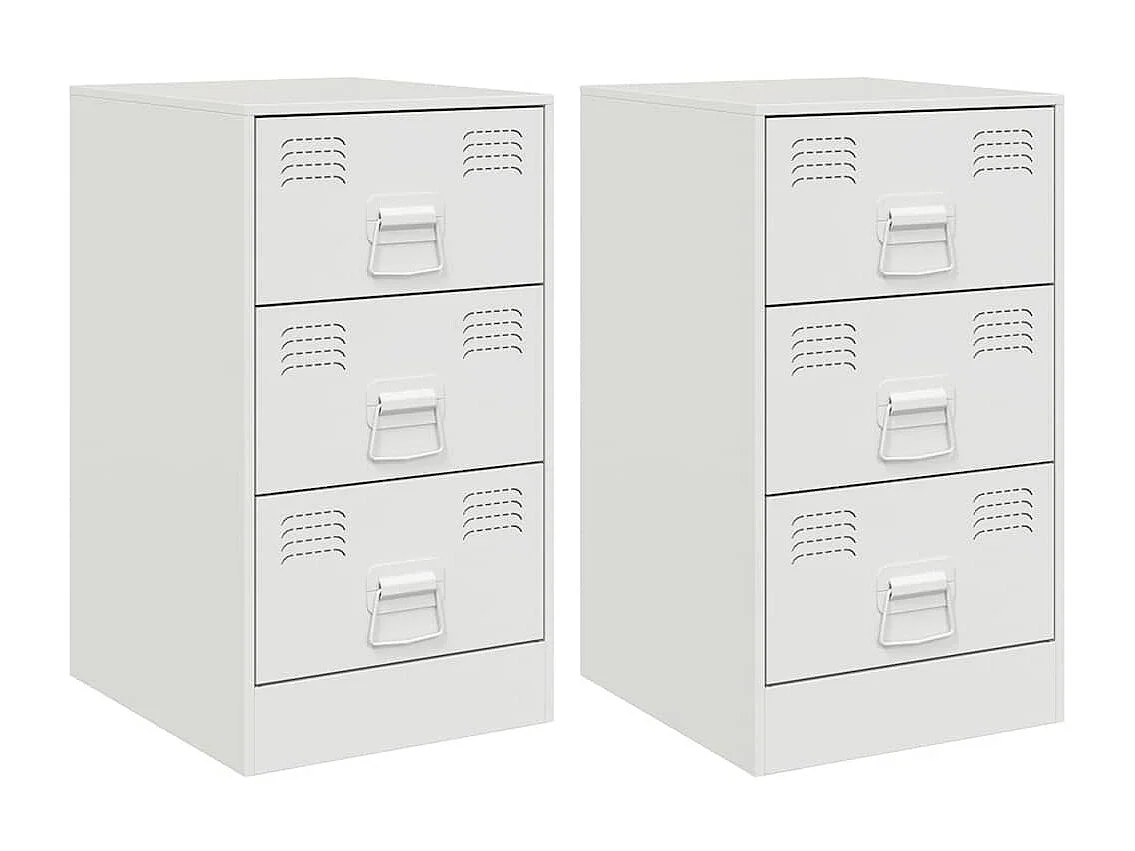 Tables de chevet 2 pièces blanc 34,5x39x62 cm acier