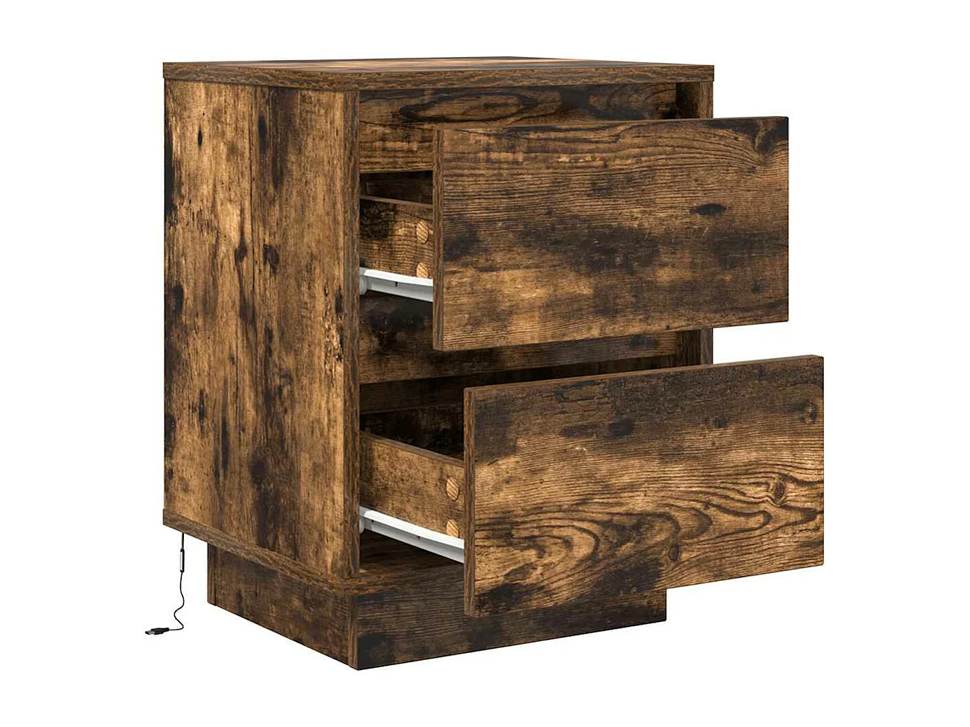 Tables de chevet avec lumières LED 2pièces chêne fumé 38x34x50 cm