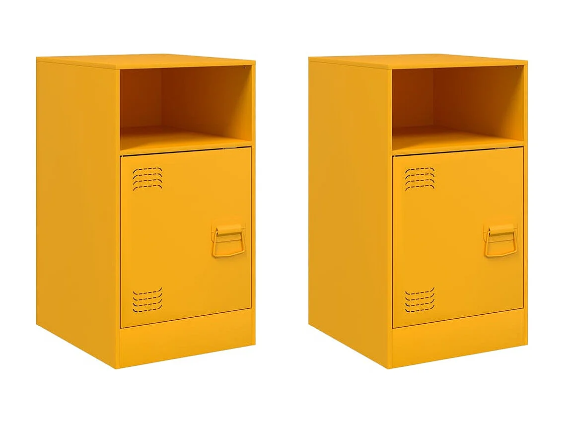 Tables de chevet 2 pièces jaune moutarde 34,5x39x62 cm acier