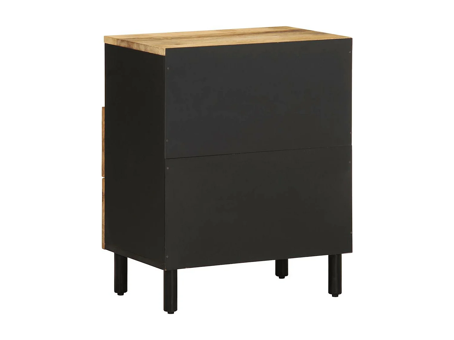 Table de chevet noir 50x33x62 cm bois de manguier massif brut