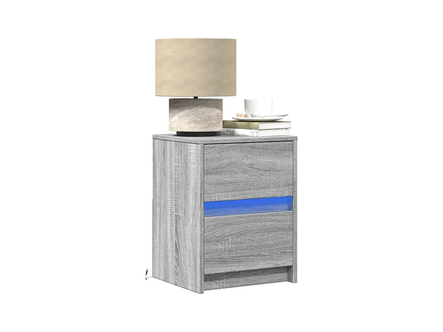 Tables de chevet et lumières LED 2 pièces sonoma gris