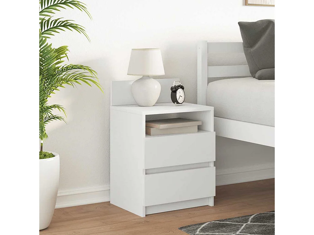 Table de chevet avec 2 tiroirs blanc 40x33x60 cm