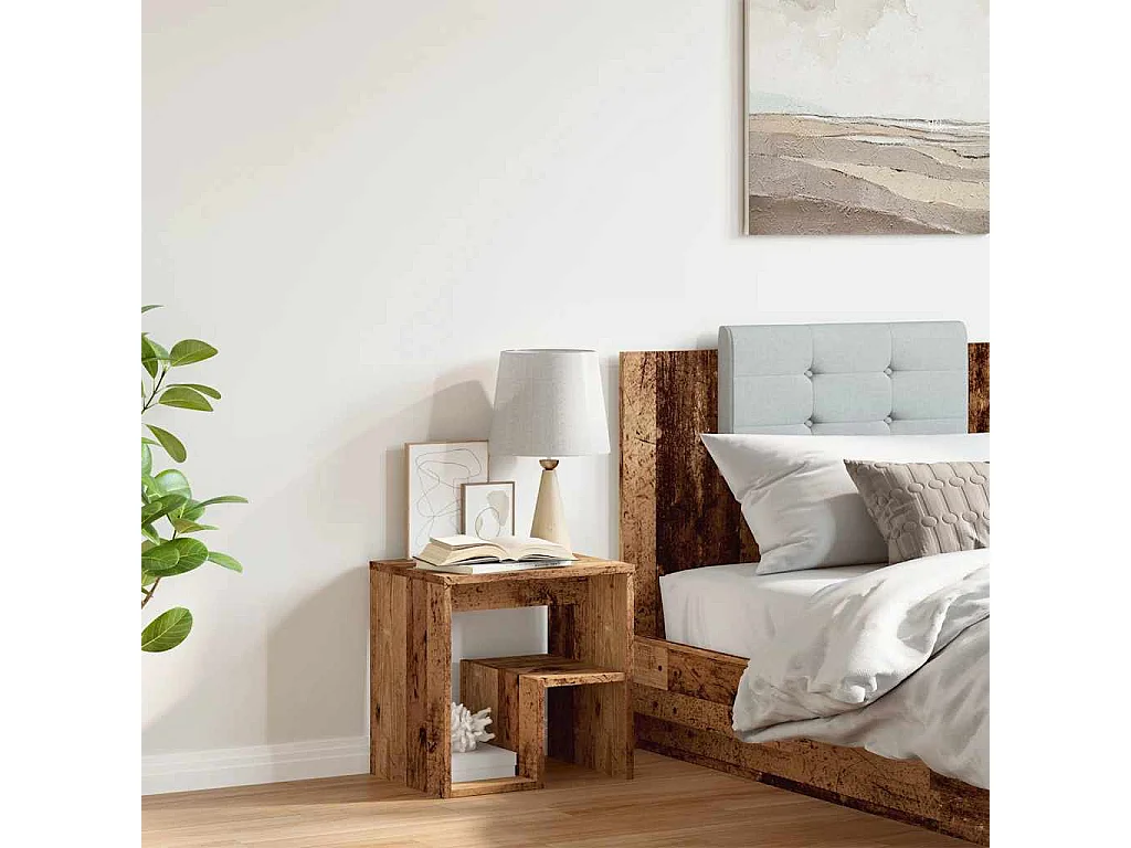 Table de chevet vieux bois 40x30x40 cm bois d'ingénierie