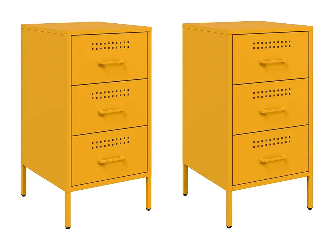 Tables de chevet 2 pièces jaune moutarde 36x39x68 cm