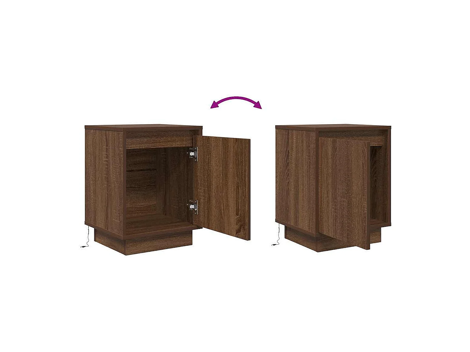 Table de chevet avec lumières LED chêne marron 38x34x50 cm