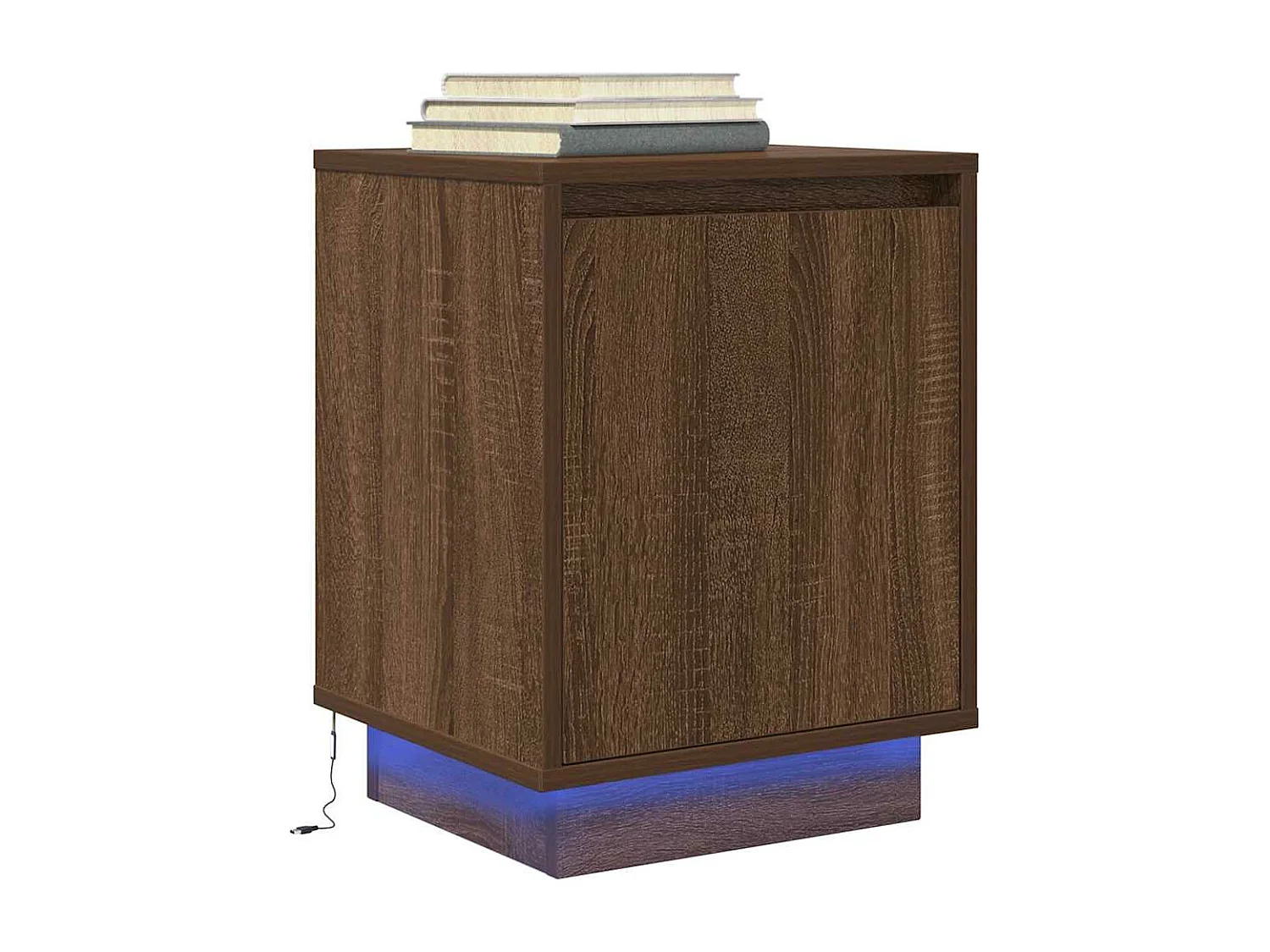 Table de chevet avec lumières LED chêne marron 38x34x50 cm