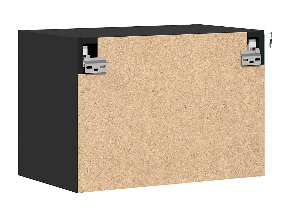 Tables de chevet murales avec lumières LED 2 pièces noir