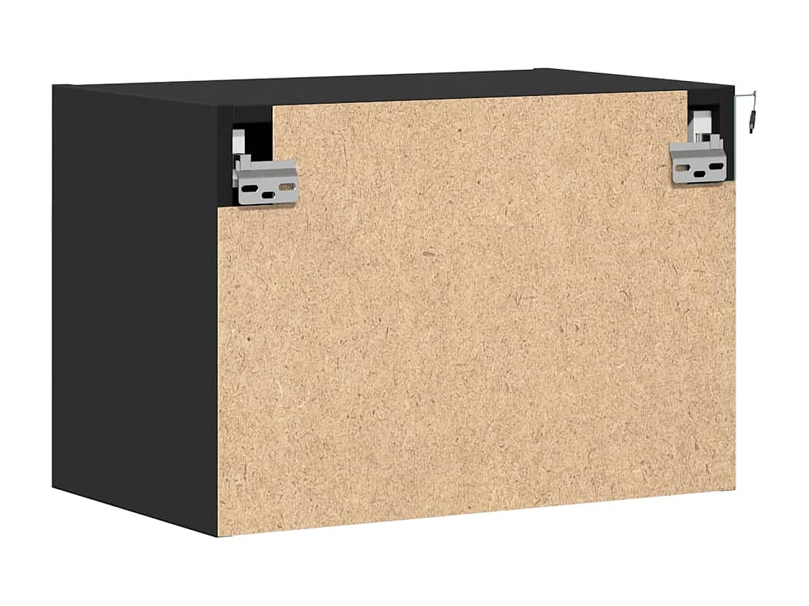 Tables de chevet murales avec lumières LED 2 pièces noir