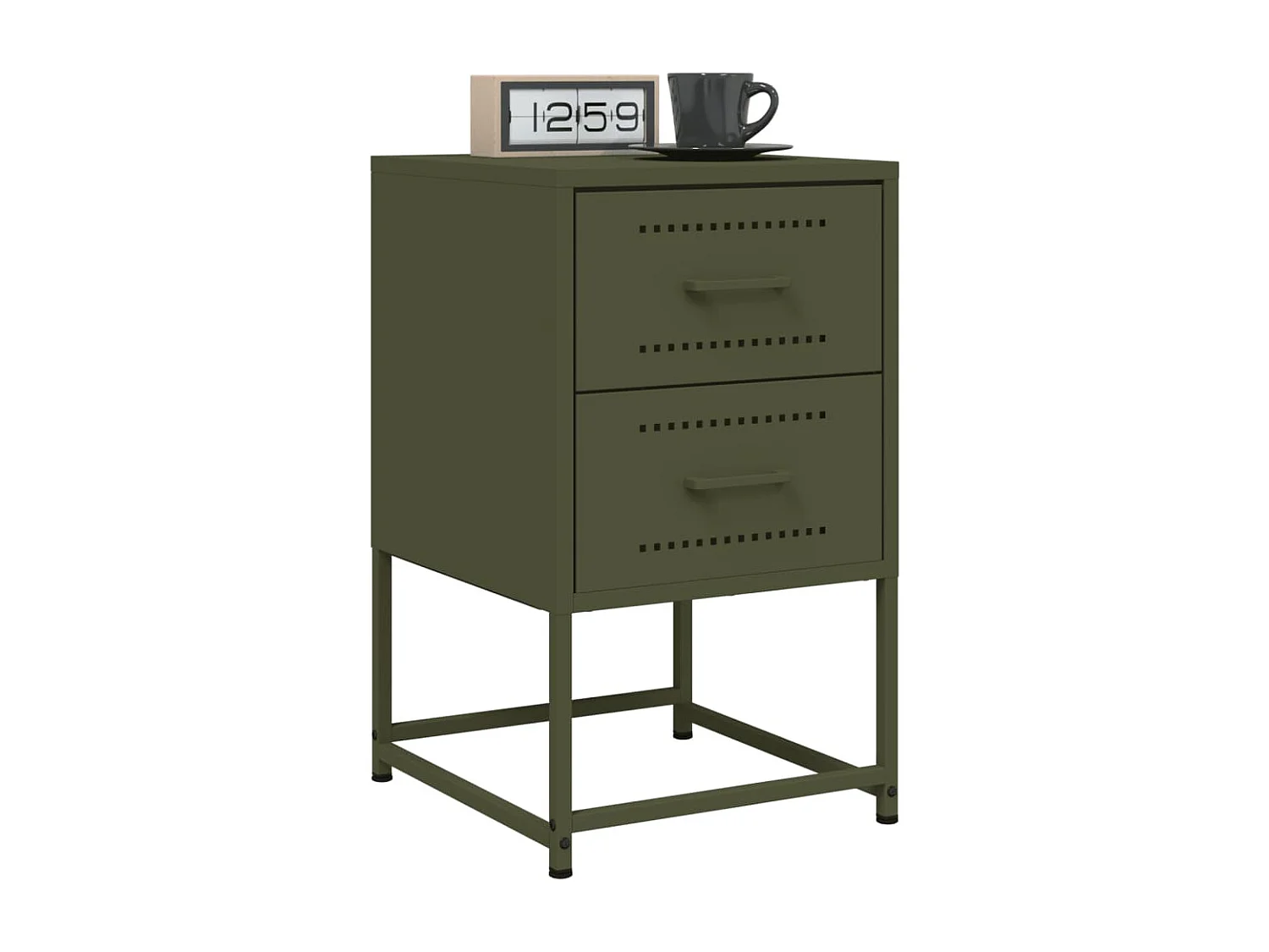 Table de chevet vert olive 36x39x60,5 cm acier